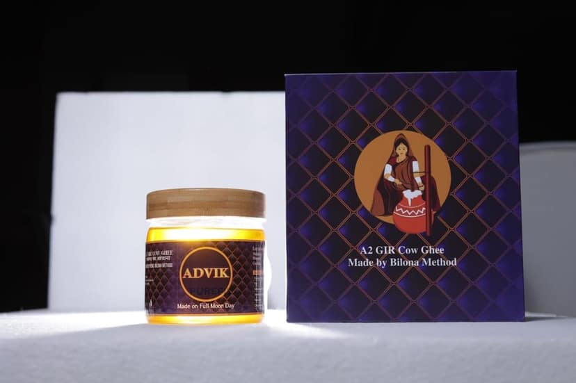 ADVIK A2 GIR COW GHEE 500 ML | Pure A2 Gir Cow Ghee | Gir Cow Ghee 500 gram in Fresh | Red Sandalwood Bilona Method Ghee | Premium Indian Ghee | Made on a Full Moon Day | No Added Preservatives view 6