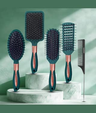 MAJESTIQUE Hair Brush Set For All Hair Types ( Pack of 5 )