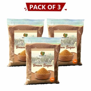 Brown Sugar 1 Kg Pack of 3 By Nileshwari Mata Farmer Producer Company – Unrefined & Natural Sweetener