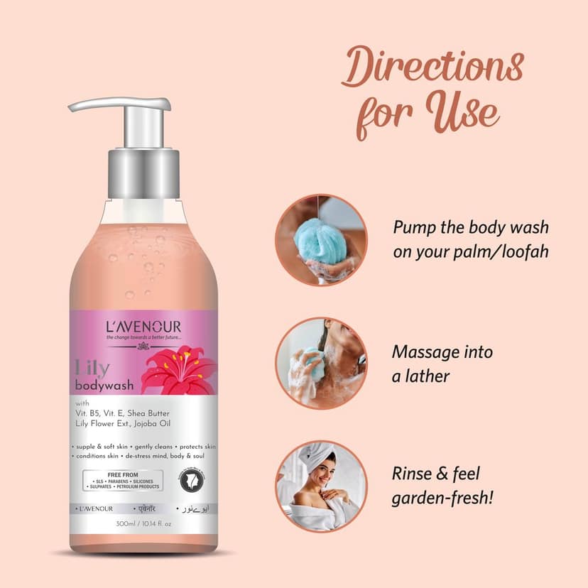 L'avenour Lily Body Wash For Deep Cleansing & Luxury Bath | Shower Gel For Men & Women 300ml view 5