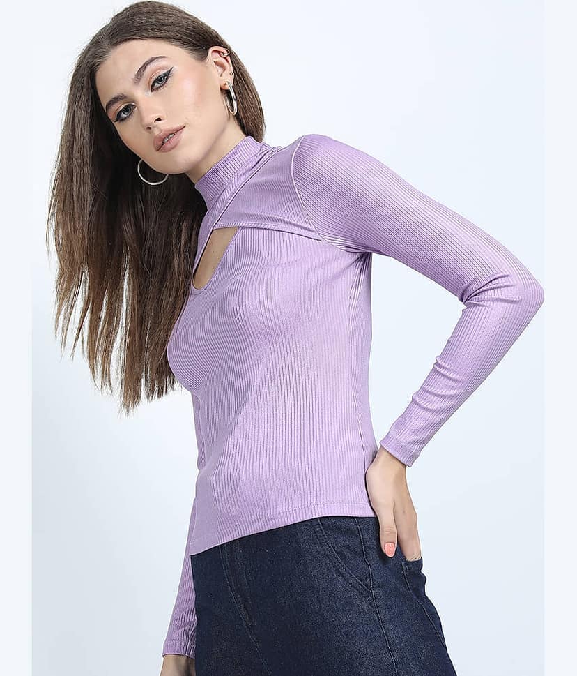 Tokyo Talkies Women's Polyester Regular Top ( Purple ) view 4