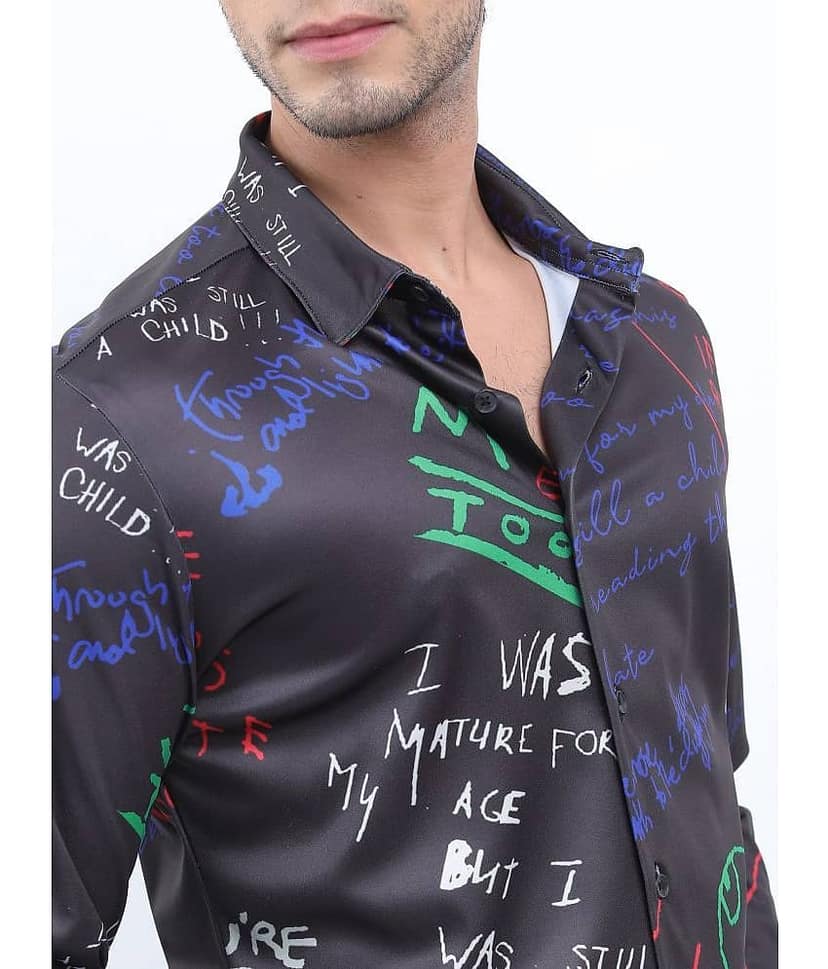 Ketch Polyester Slim Fit Printed Full Sleeves Men's Casual Shirt - Black ( Pack of 1 ) view 5