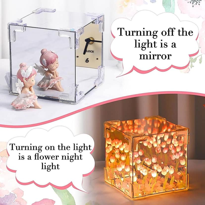 Tulip LED Night Lamp – Decorative Mirror & Light view 2