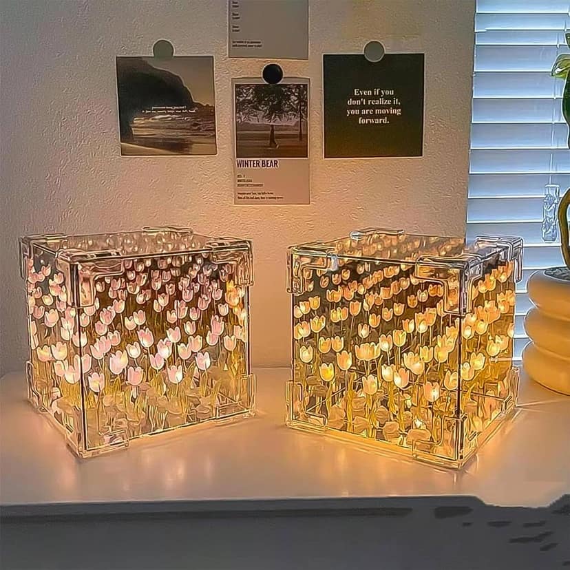 Tulip LED Night Lamp – Decorative Mirror & Light view 3