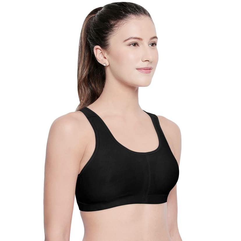Bodycare Women Cotton Spandex Full Coverage Non Padded Sports Bra Bra E1612-B view 2