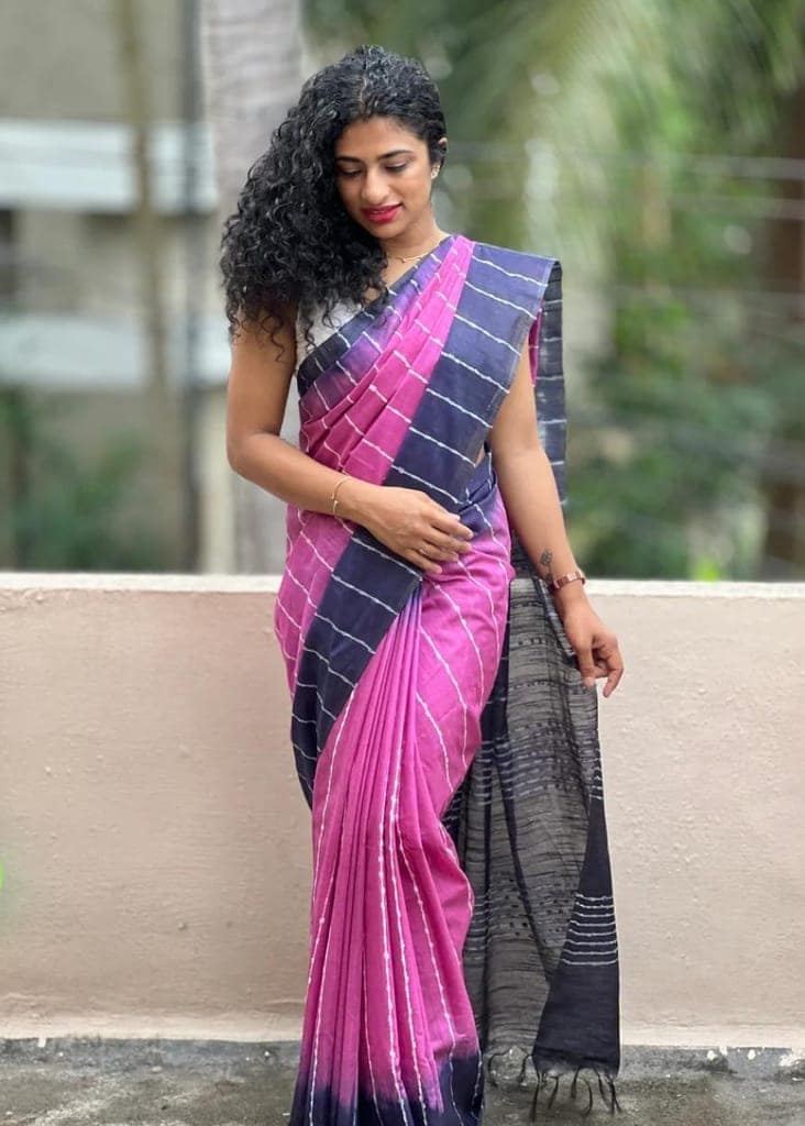 Kota Viscose Silk Saree for Women with Flag Stripe Body and Matching Blouse