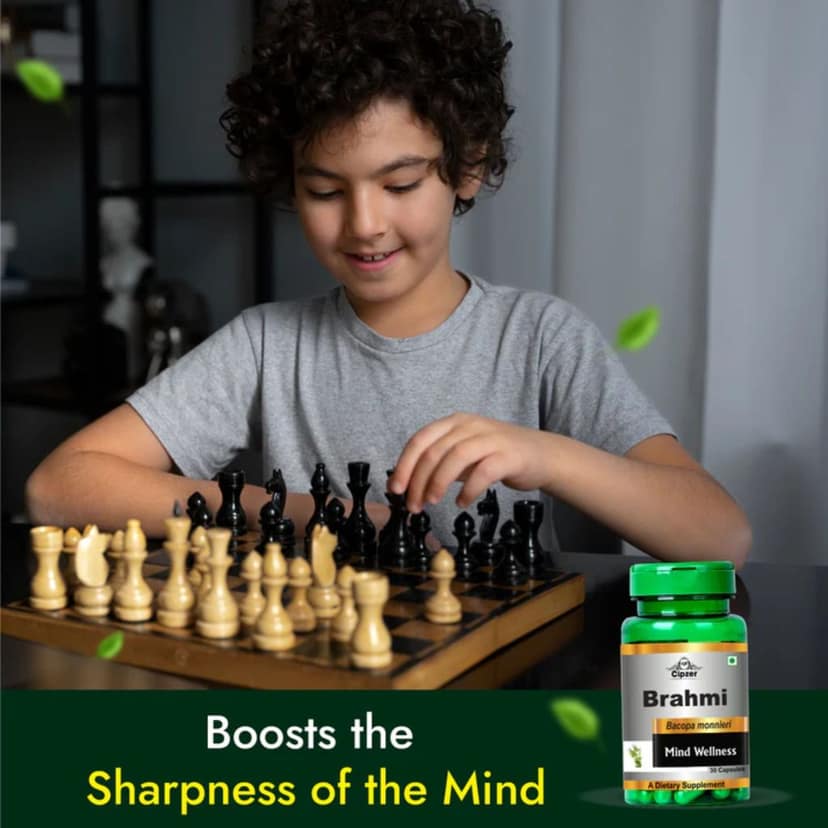 Cipzer Brahmi 60 Capsules: Pure Ayurvedic Brain Tonic for Focus, Memory & Stress Relief view 2