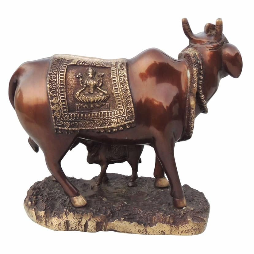 Brass Cow God Idol - Elegant Handcrafted Decor, Height : 10 Inch (BSMAS1458 F) view 3
