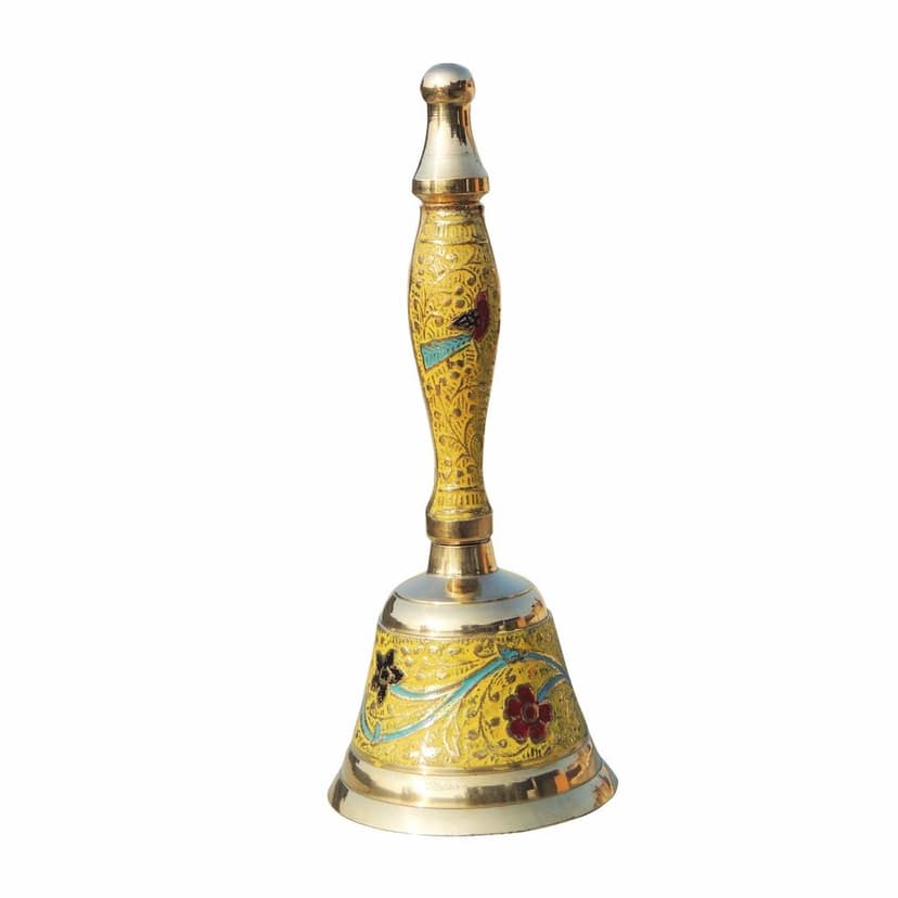 Brass Hand Bell No. 1 Yellow Colour, Height : 6.2 Inch (ZMAS167 A) view 2
