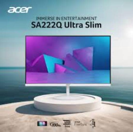 Acer SA222Q LED Backlight LCD Monitor with 54.61 cm (21.5") Full HD IPS Ultra Slim (7.2mm Thick) Zero Frame Display, 250 Nits, 100Hz Refresh view 3