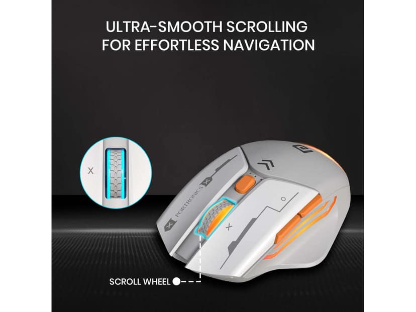 Portronics Vader Max Bluetooth 5.3 & 2.4 GHz, 6-Button Control, DPI Up to 2400, Rechargeable Mouse - Gray view 2