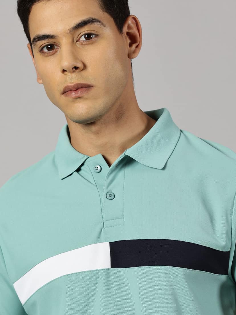 Dry-fit Green Striped Polo view 6