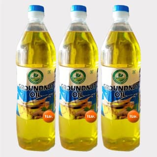 Groundnut Oil Pack of 3 (3 x 1 Litre) by Una Krishi Producer – Pure, Cold-Pressed & Made by Farmers.