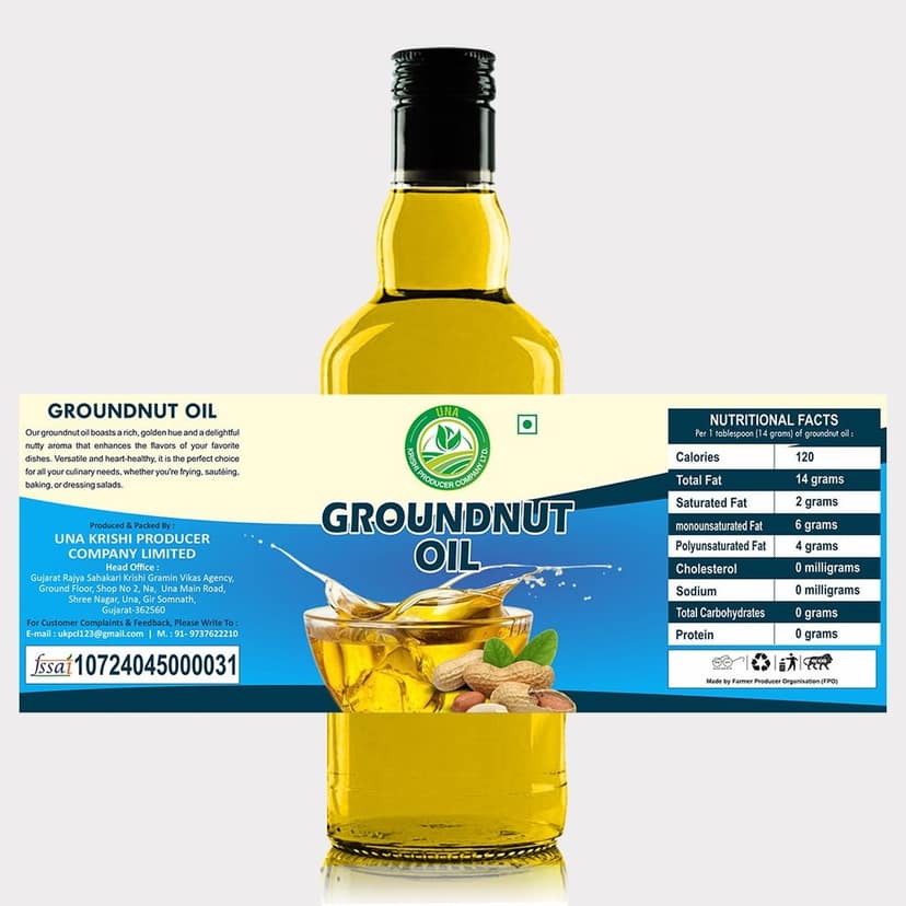 Groundnut Oil Pack of 3 (3 x 1 Litre) by Una Krishi Producer – Pure, Cold-Pressed & Made by Farmers. view 2