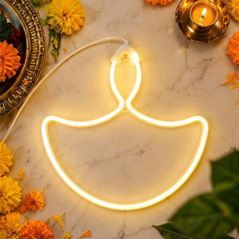 Diya Shape Warm White LED Hanging Light for Diwali & Pooja Room Decor (1 Pc) view 2