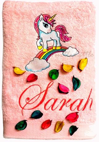 TurtleLittle, Cotton, My Little Pony Unicorn Personalised Kids Bath Towel, 500 GSM (Set of 1, Pink)