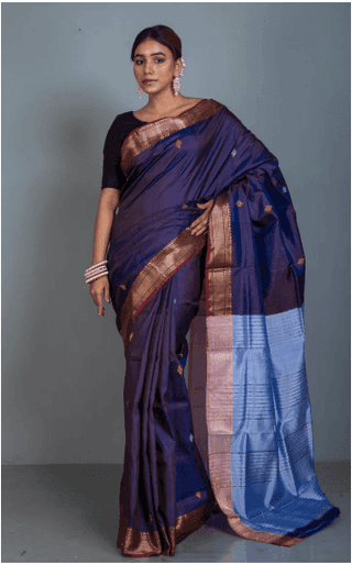 Women's Handloom Pure Silk Saree With Blouse Piece, Traditional Indian Sari