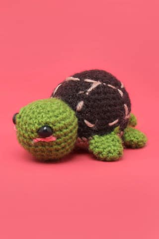 The Original Knit Yarn Beginner's Crochet Kit- Turtle - Green & Brown