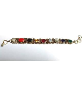 Hoseki NAVRATNA GEM STONE WRIST BRACELET Single