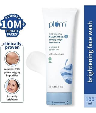 Plum 2% Niacinamide With Rice Water For Bright, Soft Skin | Gentle, Non-drying Face Wash (100 ml)
