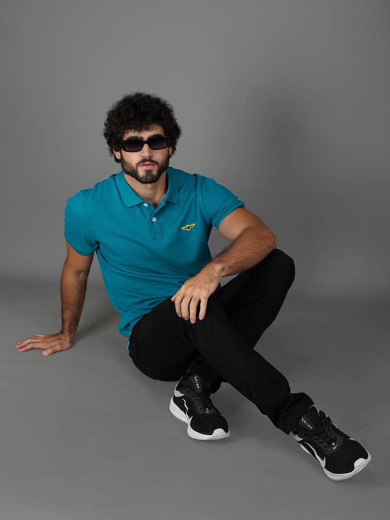 Solid Polo Shirt-TROPICAL GREEN view 5