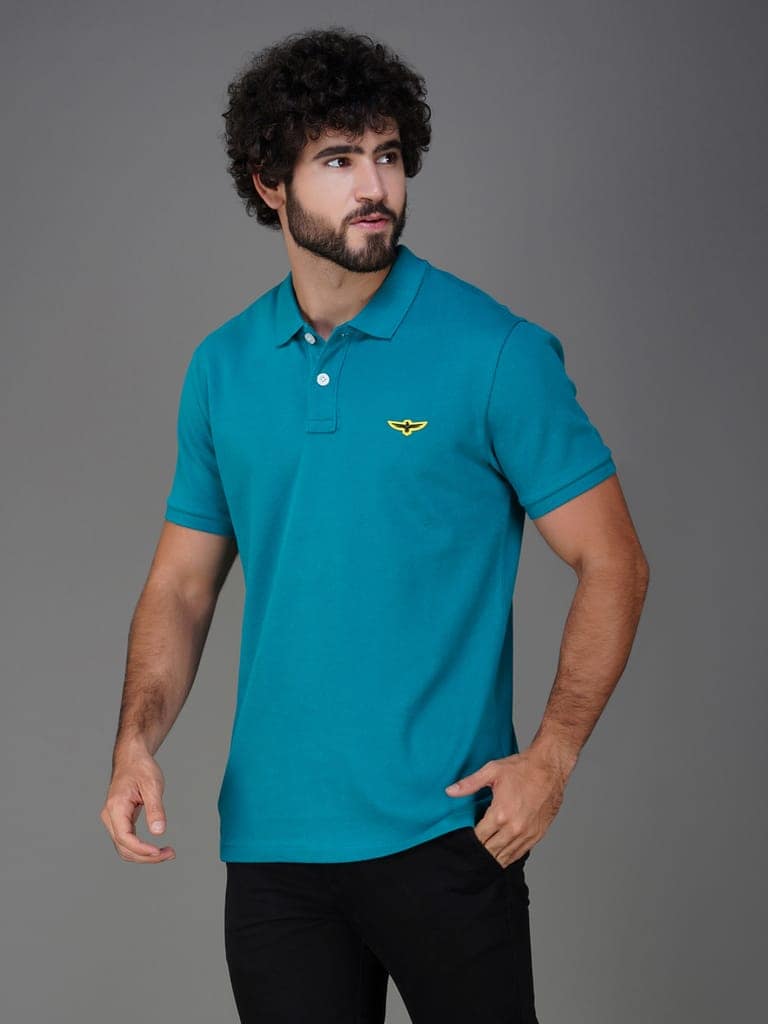Solid Polo Shirt-TROPICAL GREEN view 6