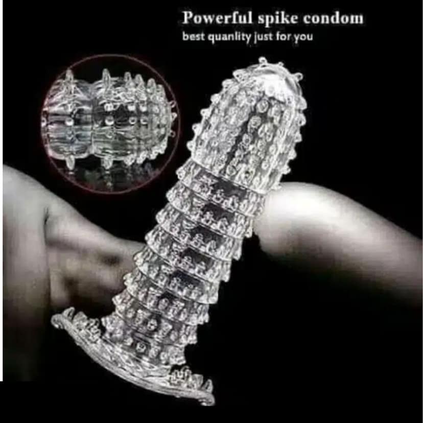 Crystal Dotted Spike Condom Reusable Enhance Pleasure with Textured Stimulation Multi Color (Pack of 2) view 2