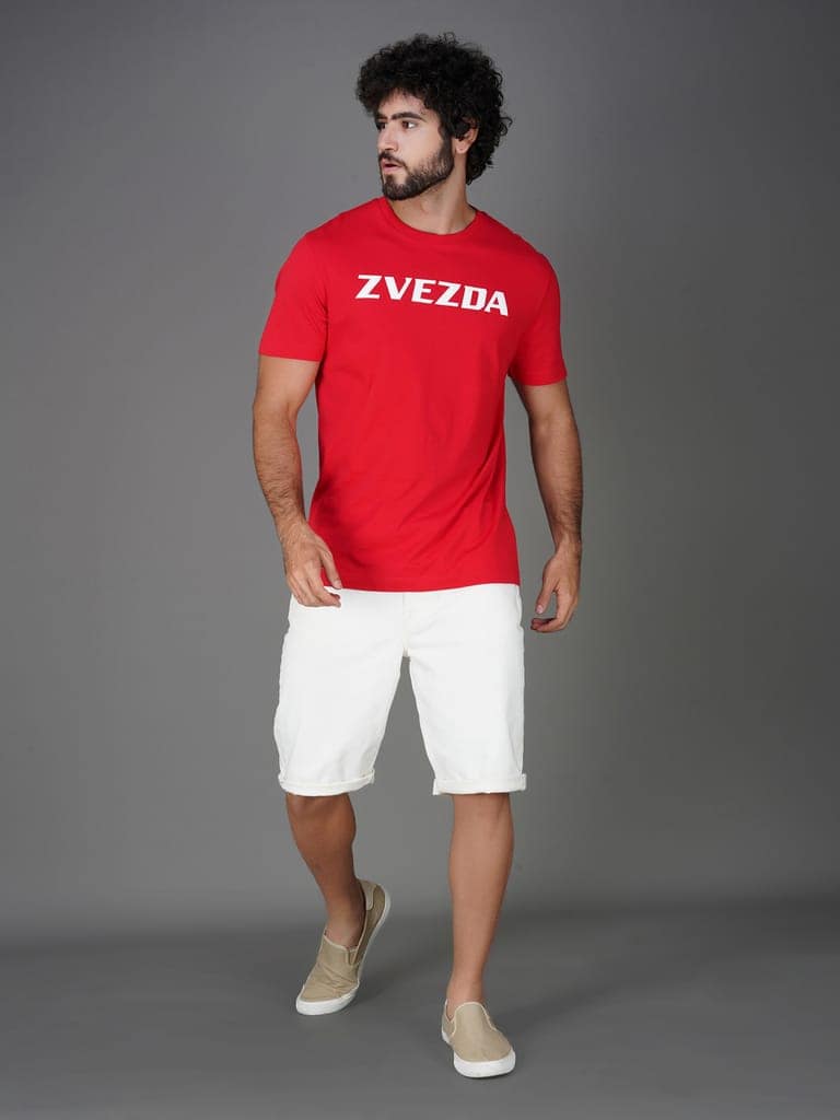 Men’s Round Neck Branded Cotton Jersey T-Shirt Red view 5