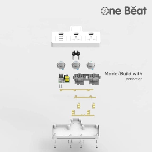 One Beat Cordless Extension Board with Individual Switch-Multi Plug Socket with 2 Sockets + 3 USB - Flex Board with Safety Shutter Protection view 4