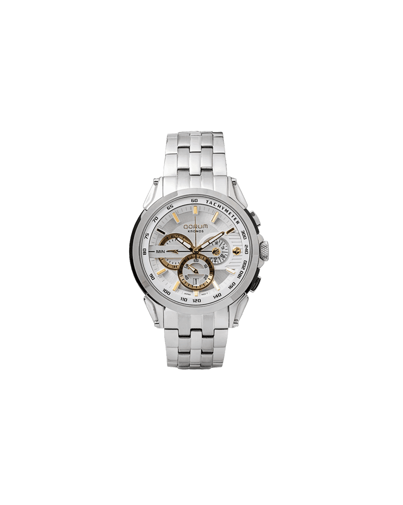Qorum Kronos Men’s Chronograph Watch - Stainless Steel Case With White Dial