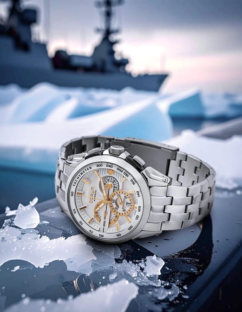 Qorum Kronos Men’s Chronograph Watch - Stainless Steel Case With White Dial view 3