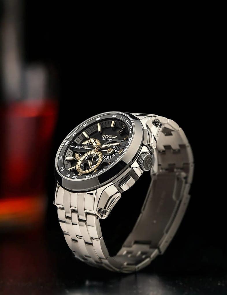 Qorum Kronos Men’s Chronograph Watch - Stainless Steel Case With White Dial view 8