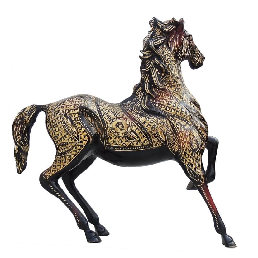Brass Horse Statue Showpiece | Premium Handcrafted Brass Horse Idol for Vastu & Decor, Height : 15 Inch (ANMAS070 A) view 3