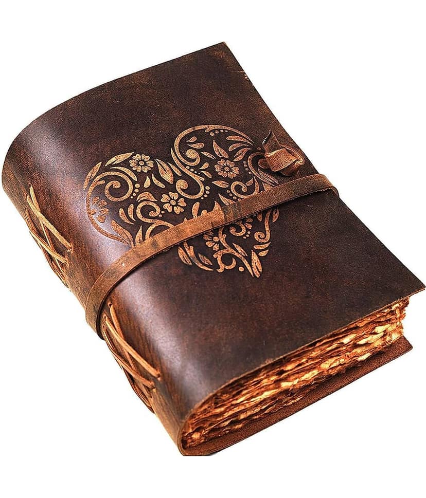 Vintage Leather Journal With Antique Paper A5 Diary Unruled 200 Pages (Brown)