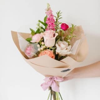 The Blooming Story Handpicked Elegance Pastel Rose Mixed Floral Wrap Bouquet