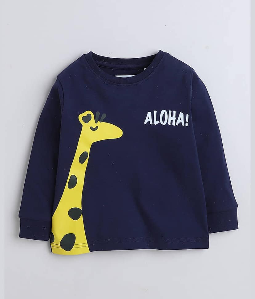 BUMZEE Pack of 1 Boys 100% Cotton Nightsuit Set ( Navy Blue ) view 2
