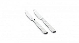 FNS Rhombo Stainless Steel Dinner Knife/Butter knife Laser Design on Handle (Set of 2)