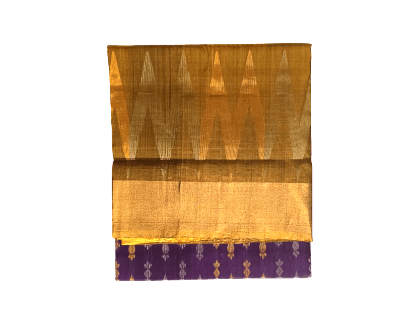 Purple & Gold uppada pattu Saree with Zari Butti & Geometric Pallu view 6