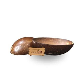CocoLand Coconut Shell Pudding Pot Oval Shape (150-250 ml) M-L Size Coconut Oil Polished