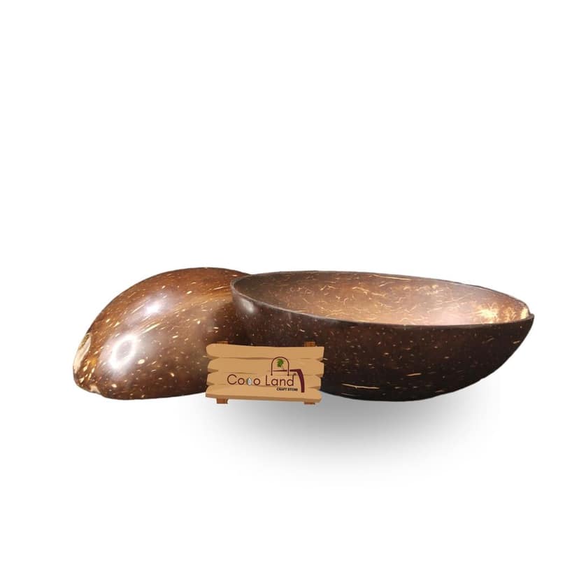 CocoLand Coconut Shell Pudding Pot Oval Shape (150-250 ml) M-L Size Coconut Oil Polished