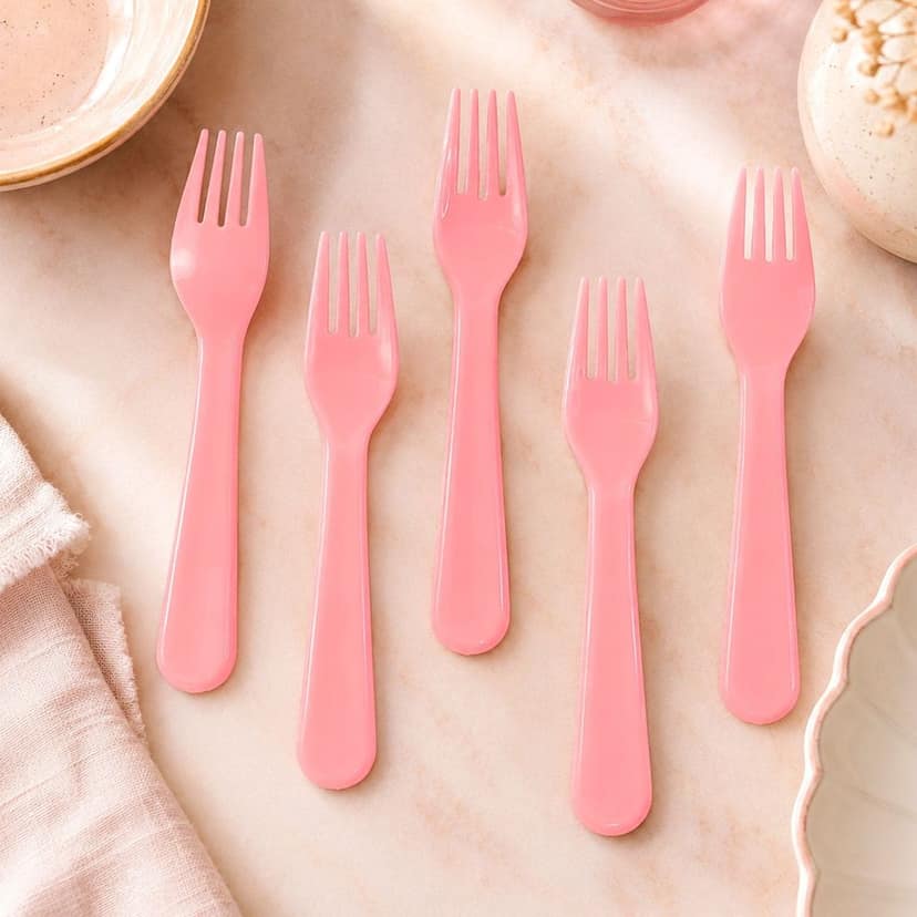 Plastic Fork Spoon Set – 5-Piece Durable Cutlery