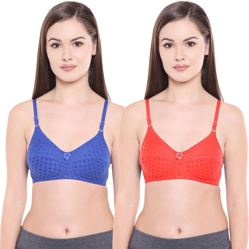 Bodycare Women Poly Cotton Full Coverage Non Padded Regular Bra Pack - 2 E1506RBLCO