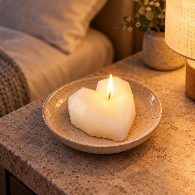 Heart Shaped Diamond Design Wax Candle for Home Decoration & Gifts (1 Pc) view 3