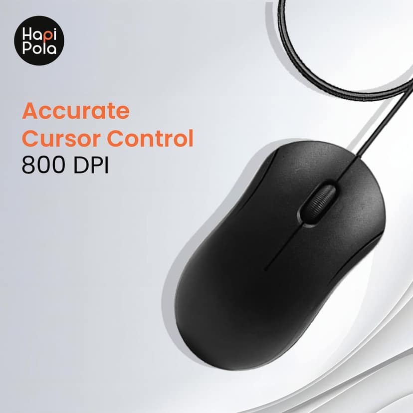 HAPIPOLA COMBO2 KEYPLUS WIRED MULTIMEDIA KEYBOARD with MOUSE | Slim Keystrokes Supportive Keypad 800 DPI 2 Million Clicks 3 Buttons Lengthy Cord view 4