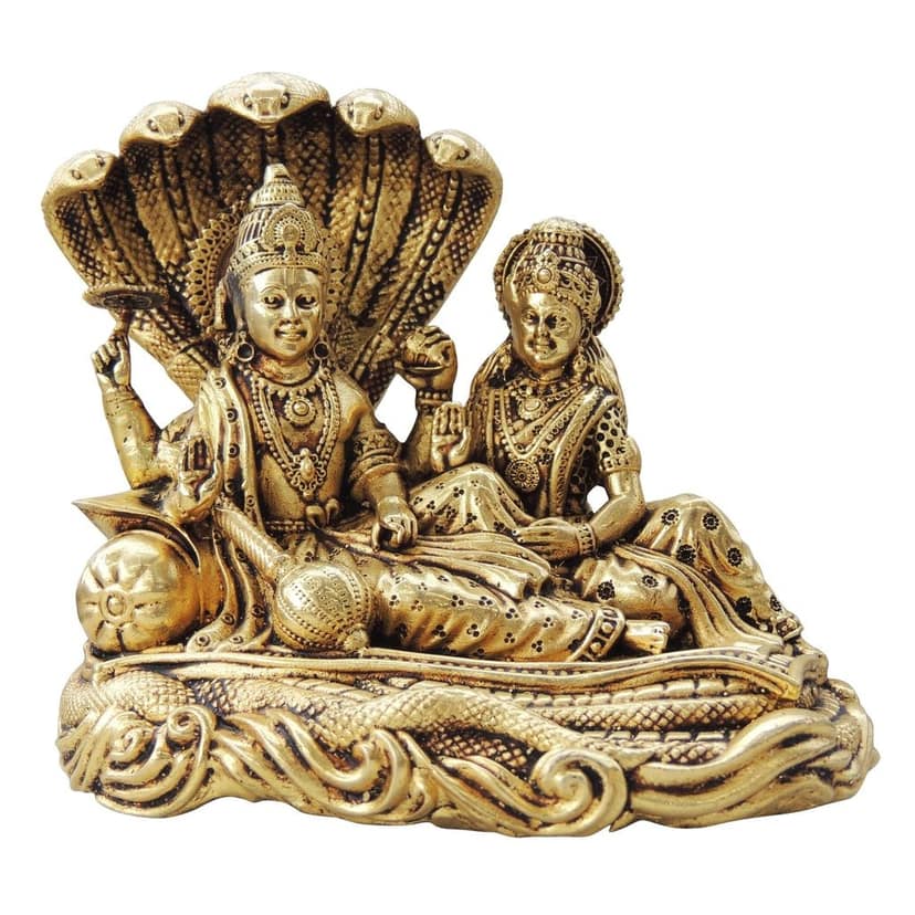 Machine-Made Brass Vishnu & Laxmi Ji God Idol - Fine Detail Statue, Height : 4.6 Inch (BSMAS1730 F) view 2