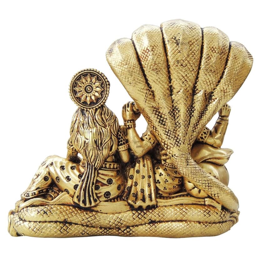Machine-Made Brass Vishnu & Laxmi Ji God Idol - Fine Detail Statue, Height : 4.6 Inch (BSMAS1730 F) view 3