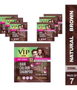 VIP Hair Colour Shampoo Unscented Permanent Hair Color 140 mL Brown