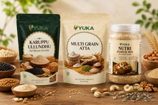 YUKA Wellness Premium Health Combo | Nutri Power Mix 100g + Multigrain Atta 250g + Karuppu Ullundhu NutriSakthi Mix 250g | High Protein & Fibre | No Refined Sugar