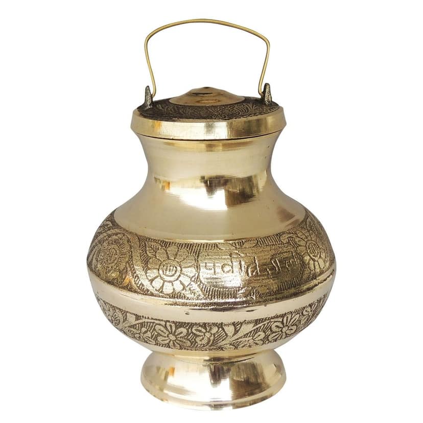 Brass Gangajali No. 3 ? Religious Pot for Pooja & Temple Use, Height : 8 Inch (ZMAS200 N) view 2