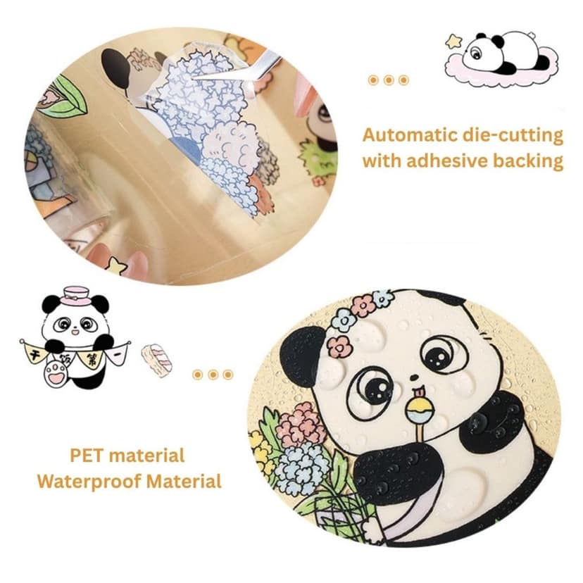 Cute Panda Kawaii Washi Sticker Set of 4 Rolls | Japanese Cartoon Decorative Stickers for Journals, Scrapbooks & DIY Crafts view 4